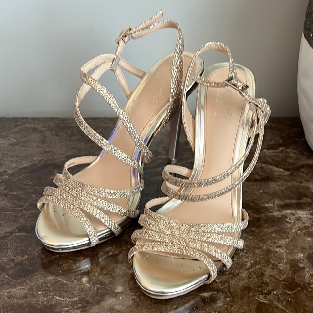 Elegant Strappy Gold Heels